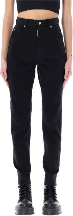Dsquared2 Slim-Fit Hoge Taille Zwarte Jeans Ss23 Zwart Dames