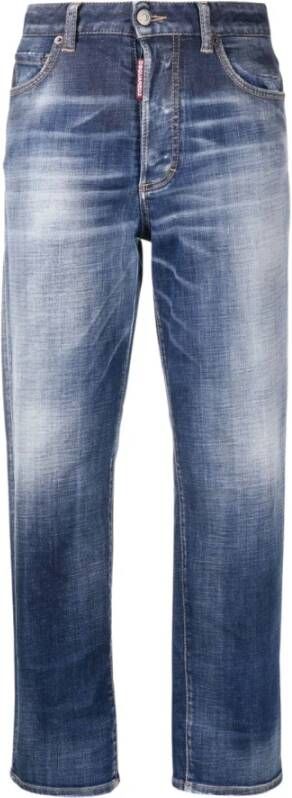 Dsquared2 Blauwe Faded Straight-Leg Jeans Blauw Dames
