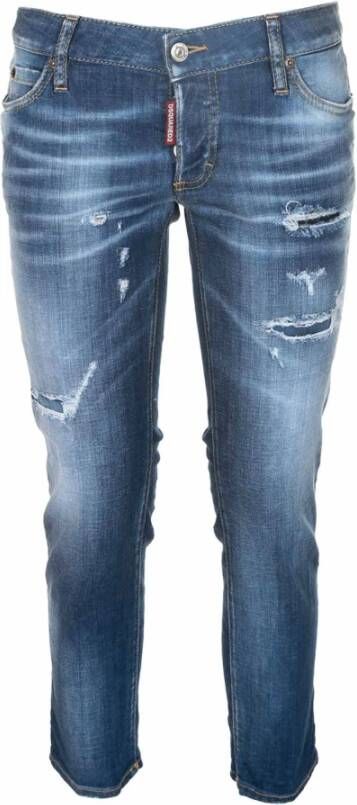 Dsquared2 Jennifer Cropped Slim-fit Jeans Blauw