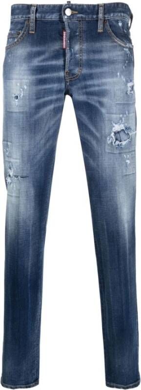 Dsquared2 Herenknoopje Jeans met Distressed Details Blue Heren