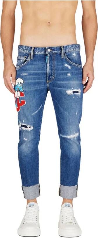 Dsquared2 Slim-Fit Smurfs Denim Jeans Blauw Heren