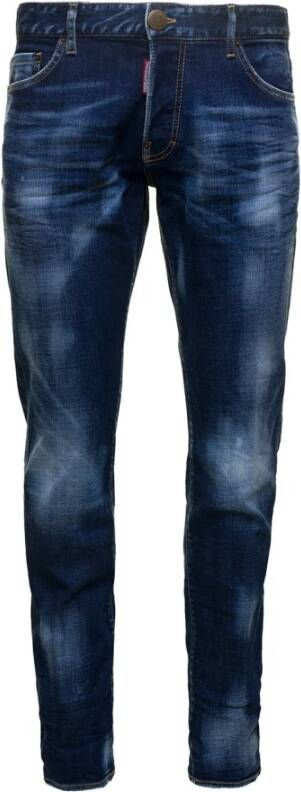Dsquared2 Slim-fit Blauwe Jeans met Unieke Details Blauw Heren