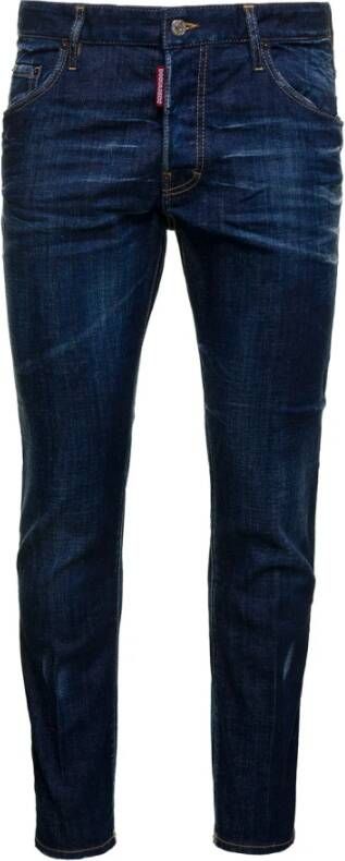 Dsquared2 Slim-Fit Blauwe Jeans met Verweerde Details Blauw Heren