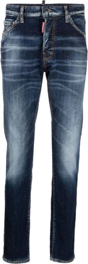 Dsquared2 Blauwe Slim-Fit Jeans met Whiskering Effect Blauw Heren