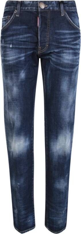 Dsquared2 Faded Dark-Washed Slim-Fit Jeans Blauw Heren