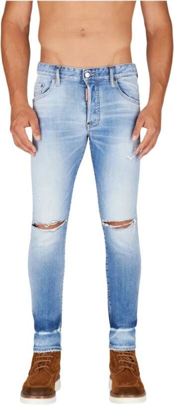 Dsquared2 Slim-fit Jeans met Bedekte Knoopsluiting Blauw Heren