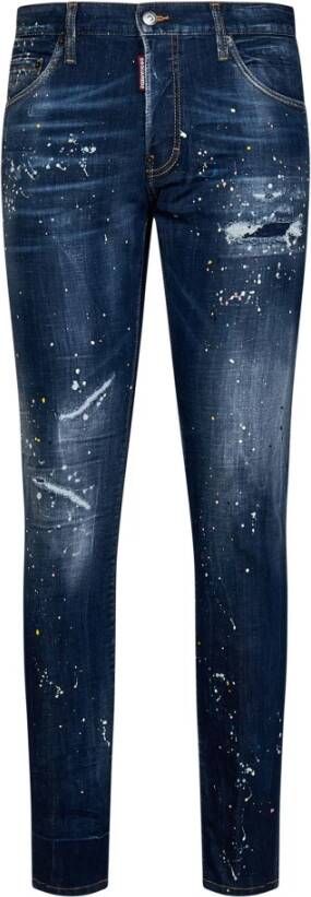 Dsquared2 Twimphony Paint-Splatter Jeans Blauw Heren