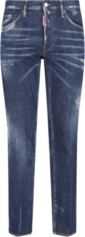 Dsquared2 Blauwe Slim-fit Jeans met Unieke Borduursels Blauw Heren