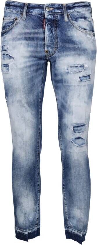 Dsquared2 Stijlvolle Blauwe Cropped Jeans voor Mannen Blue Heren