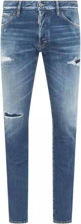 Dsquared2 Blauwe Katoenen Jeans met Verwoest Effect Blue Heren