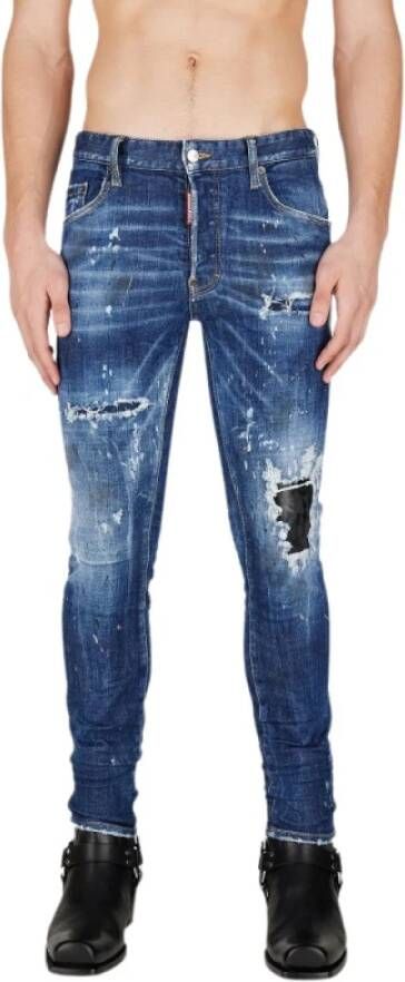 Dsquared2 Super Twinky Elastische Katoenen Broek Blauw Heren
