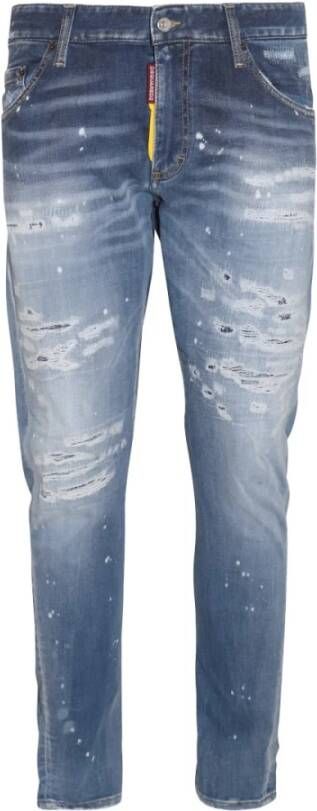 Dsquared2 Versleten Slim-Fit Blauwe Jeans Blauw Heren