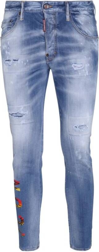 Dsquared2 Icon Sunset Skater Slim-fit Jeans Blauw Heren