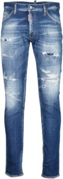 Dsquared2 Blauwe Versleten Slim-Fit Jeans Blauw Heren