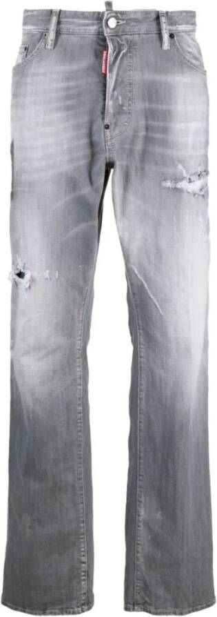 Dsquared2 Distressed Grijze Straight-Leg Jeans Grijs Heren