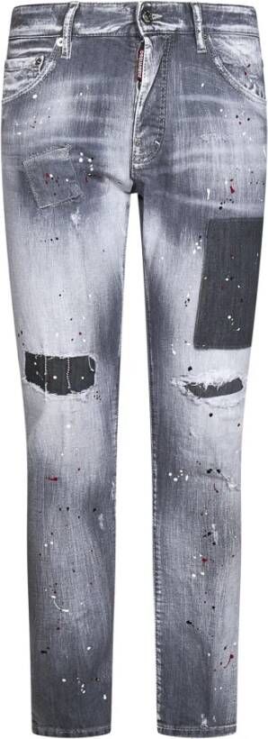 Dsquared2 Slim-Fit Jeans met Distressed Details Gray Heren