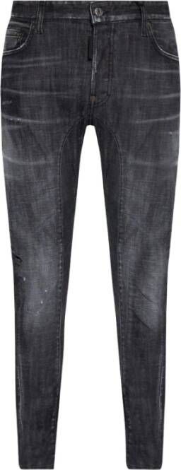 Dsquared2 Herenknoopjeans met Gebruikte Details Gray Heren