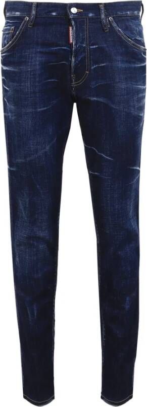 Dsquared2 Donkerblauwe Slim-Fit Stretch-Katoenen Jeans Blauw Heren