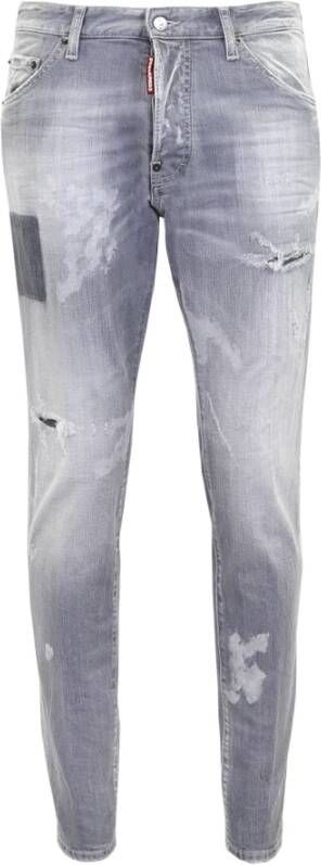 Dsquared2 Grijze Slim-Fit Jeans met Distressed Look Grijs Heren