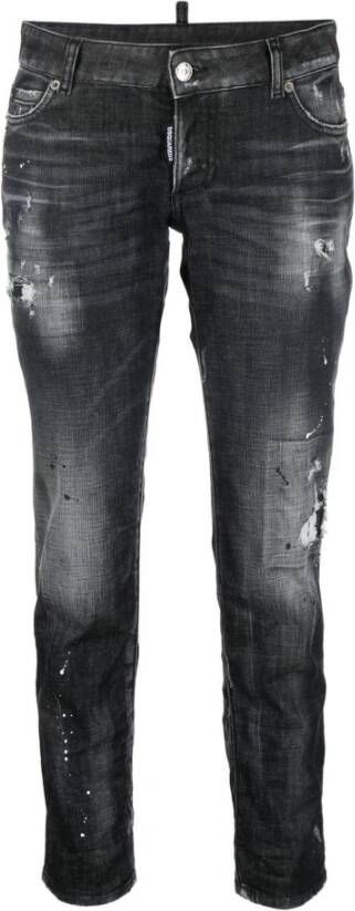 Dsquared2 Zwarte Crop Distressed Jennifer Jeans Black Dames
