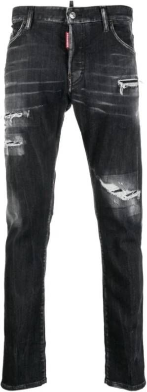 Dsquared2 Skater Stijl Elastische Katoenen Jeans Black Heren