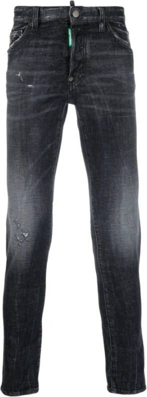Dsquared2 Versleten Slim-Fit Zwarte Jeans Black Heren