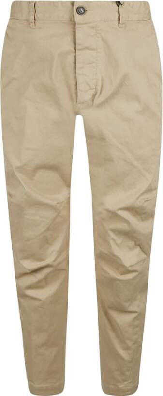 Dsquared2 Slim-Fit Katoenen Broek met Logo Print Beige Heren