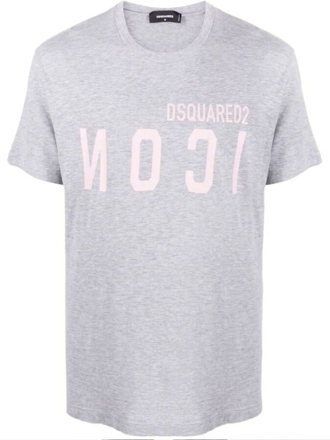 Dsquared2 Slim Fit Katoenen T-Shirt met Icon Print Grijs Heren