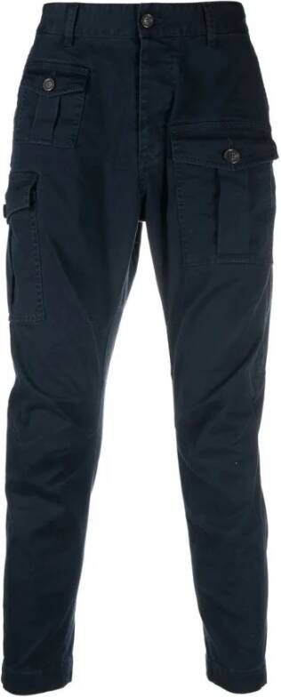 Dsquared2 Slim-Fit Navy Blue Cargo Broek Blauw Heren