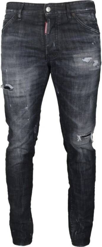 Dsquared2 Slim-Fit Ripped Zwarte Jeans Zwart Heren
