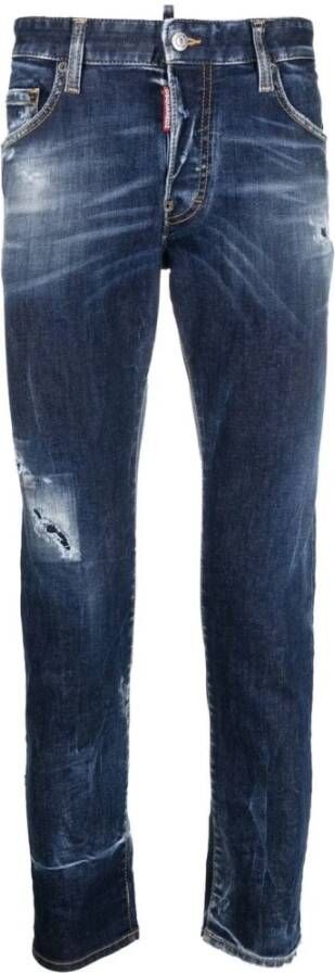 Dsquared2 Slim Fit Versleten Jeans Blauw Heren