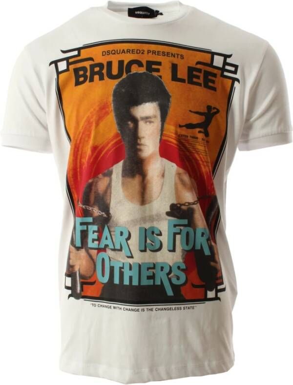 Dsquared2 Slim Fit Wit Katoenen T-Shirt met Art: S71Gd0901 Design White Heren