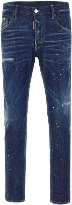 Dsquared2 Paint-Splatter Slim-Cut Jeans Blue Heren