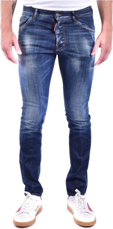 Dsquared2 Slim-Fit Denim Jeans met Versleten Details Blauw Heren