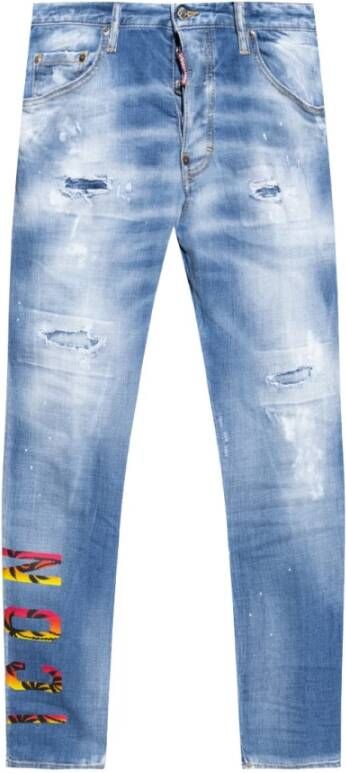 Dsquared2 Icon Sunset Skater Slim-fit Jeans Blauw Heren