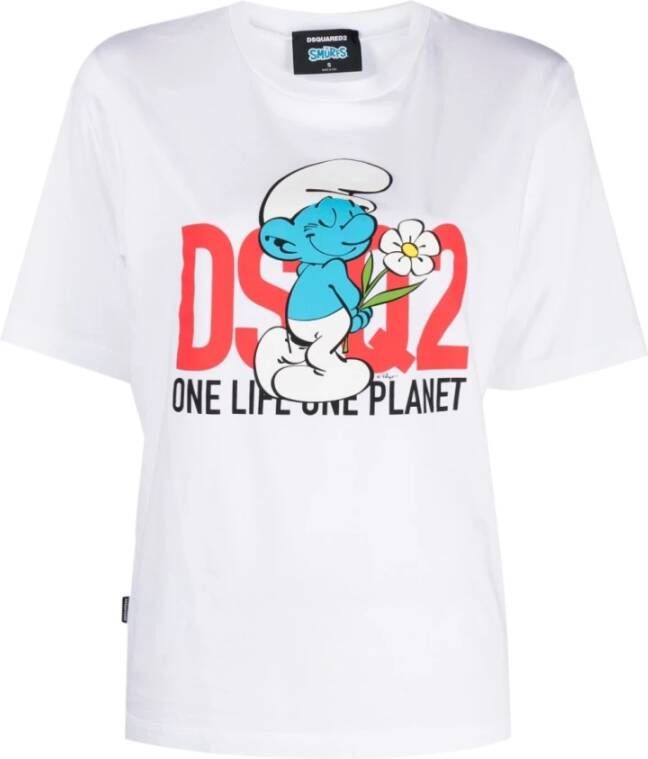Dsquared2 Smurfs TEE #100 Speelse Modieuze T-shirt Wit Dames