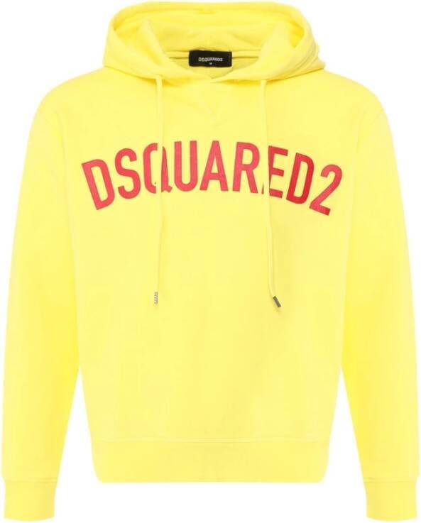Dsquared2 Stijlvol Logo Hooded Sweatshirt voor Heren Yellow Heren