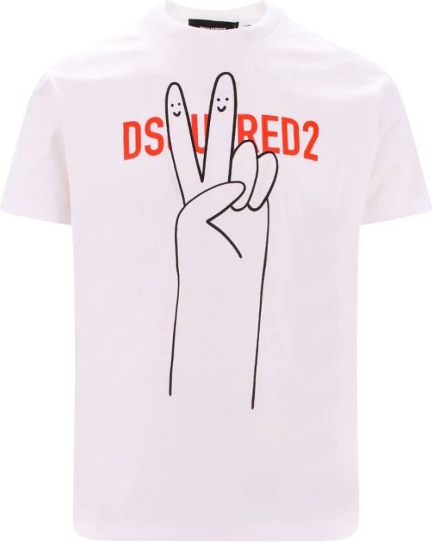 Dsquared2 Stijlvol Wit Katoenen T-Shirt met Logo Print White Heren