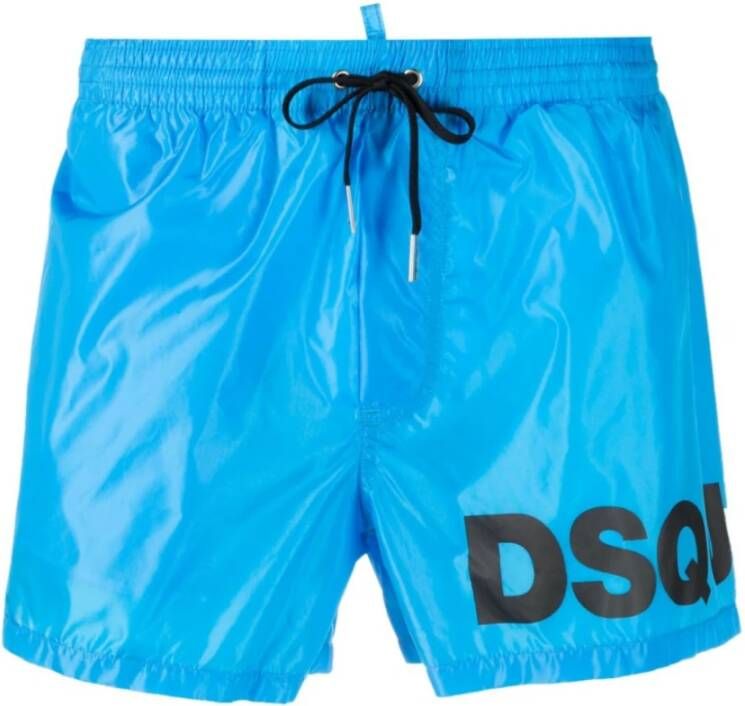 Dsquared2 Stijlvolle Boxer Midi Strandkleding voor Heren Blauw Heren