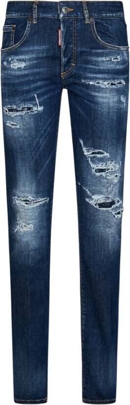 Dsquared2 Blauwe Skinny Fit Jeans met Vernielde Details Blauw Dames