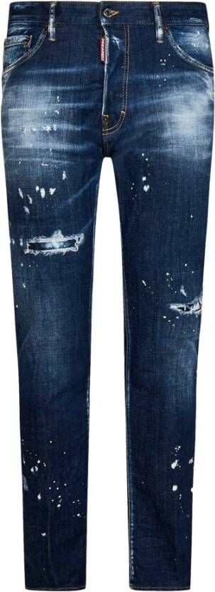 Dsquared2 Vervaagde Distressed Straight-Leg Jeans Blue Heren