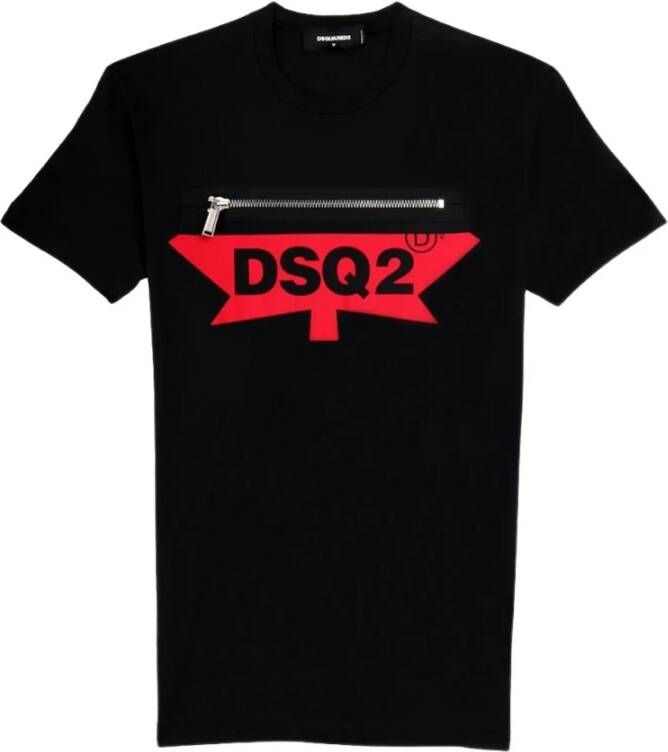Dsquared2 Stijlvolle Heren Zip T-Shirt Zwart Heren