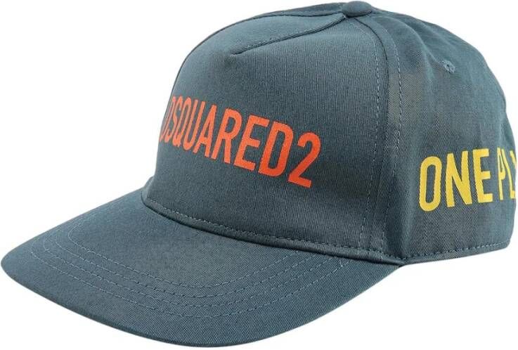Dsquared2 Stijlvolle Katoenen Pet met Unieke Print Blauw Heren