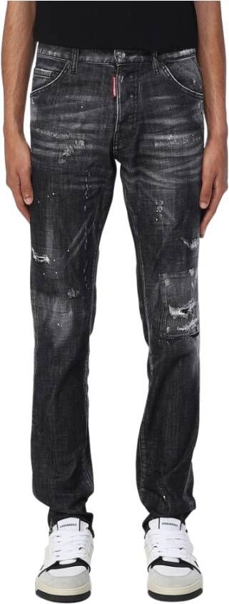 Dsquared2 Zwarte Slim-Fit Jeans met Distressed Look Black Heren