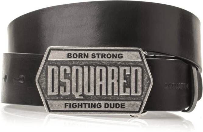 Dsquared2 Stijlvolle Plaque Riem Zwart Heren
