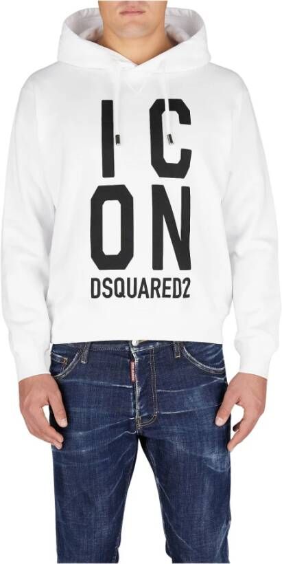 Dsquared2 Icon Squared Cool Fit Hoodie met Logo Print White Heren