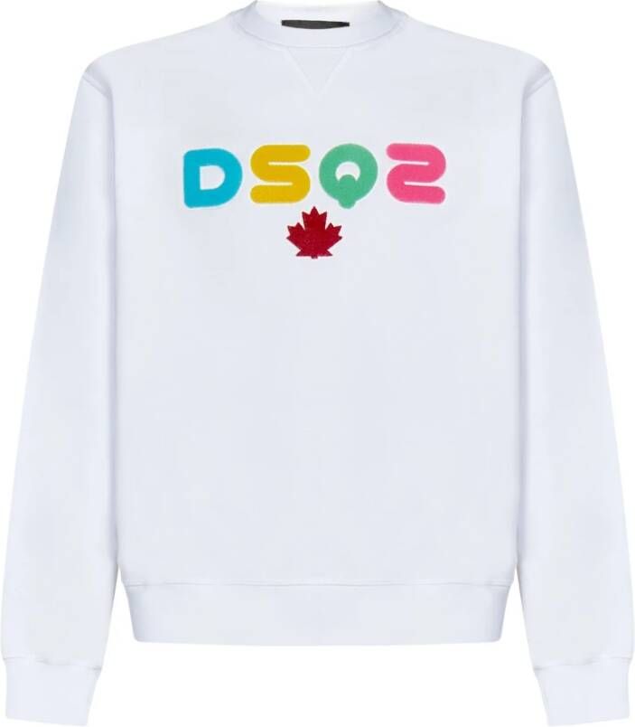 Dsquared2 Heren Sweatshirt met Sponge-Effect in het Wit White Heren