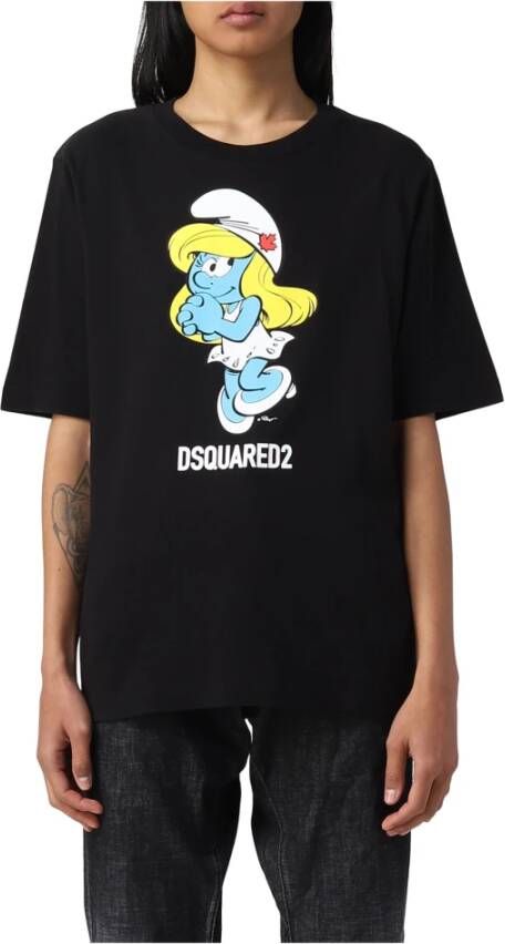 Dsquared2 Stijlvolle T-Shirt: T-Shirt DS2 Smurf Zwart Dames