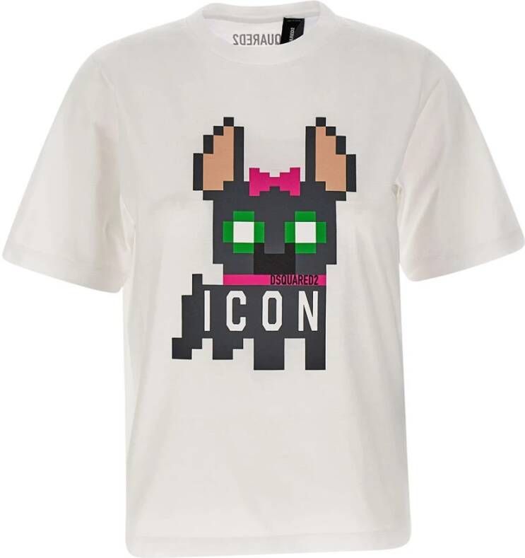 Dsquared2 Icon Hilde Easy Wit T-Shirt met Logo Print White Dames
