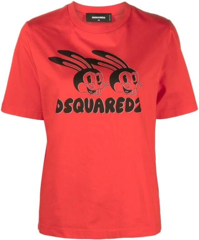Dsquared2 Stijlvolle T-Shirts van Hoge Kwaliteit Rood Dames